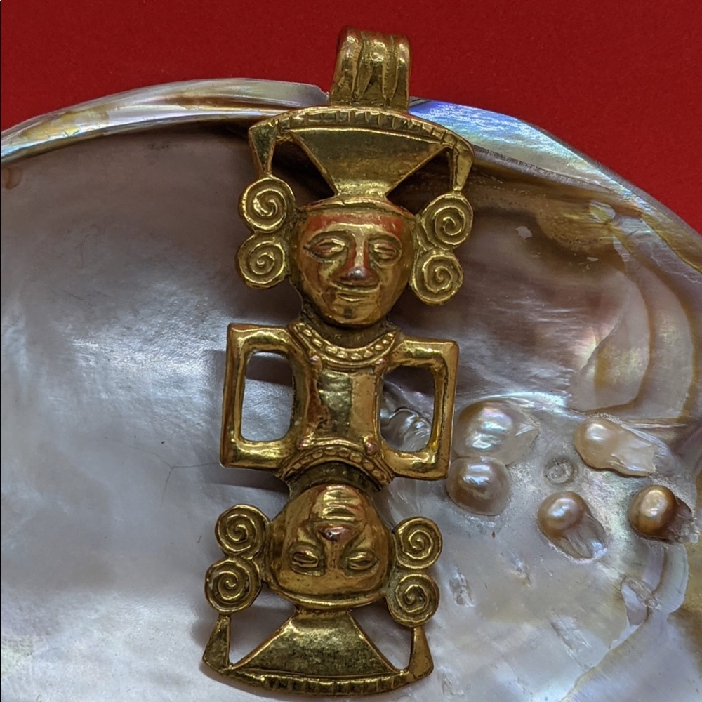 Gold Aztec Pendant - Picture 2 of 2
